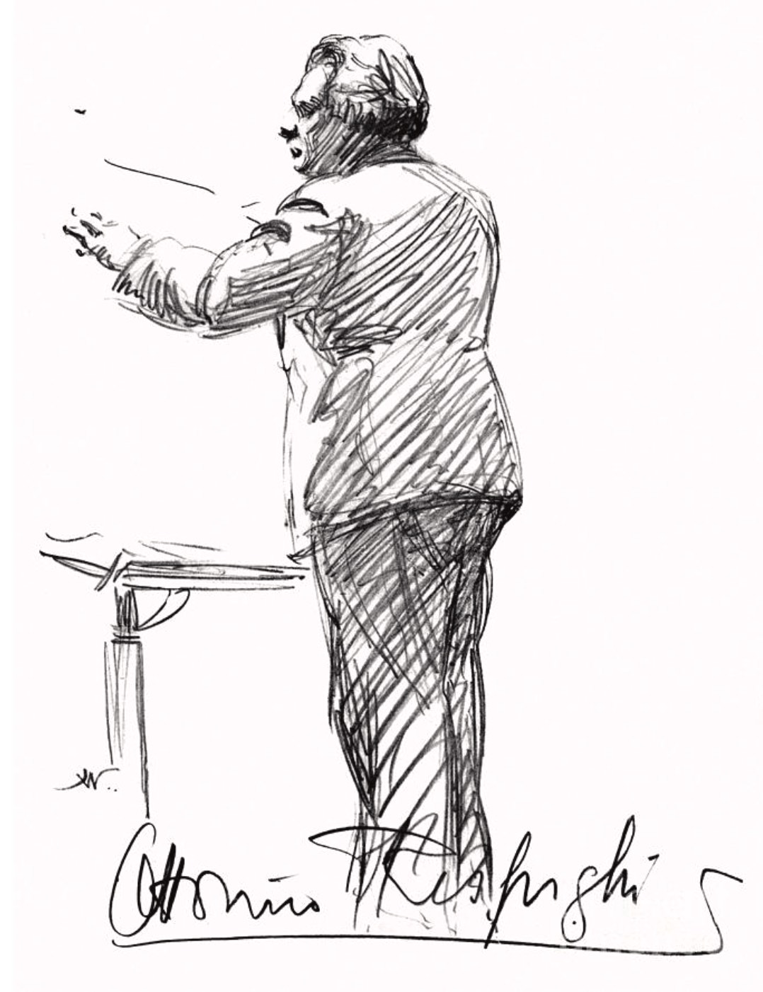 Tekening van Respighi